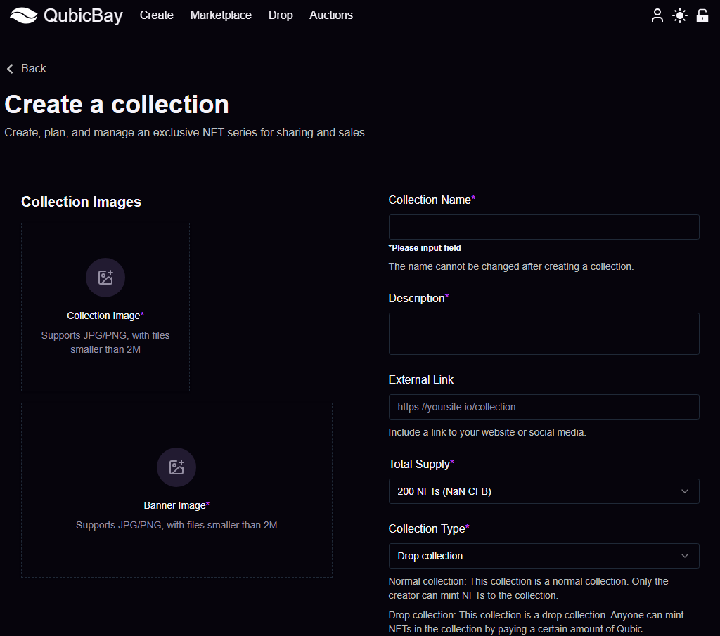 Collection Creation Form