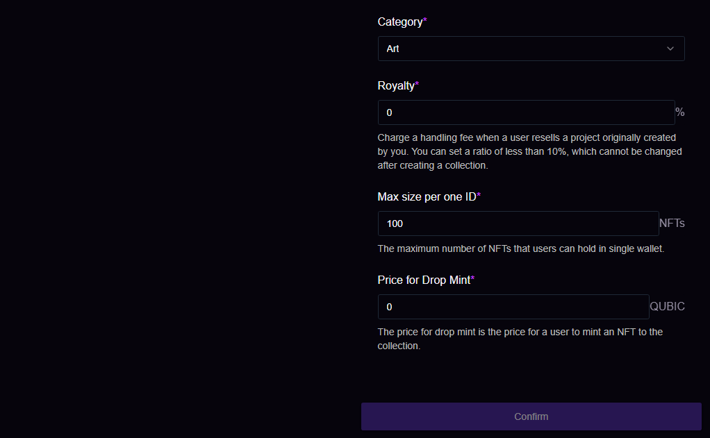 Collection Details Form