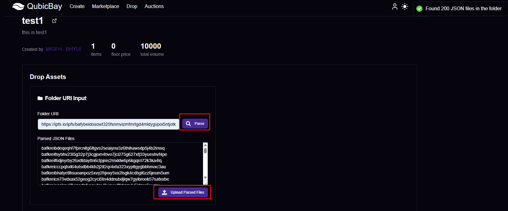 Asset Upload Interface