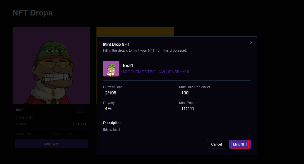 NFT Mint Confirmation